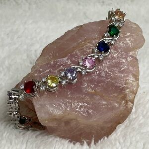 Silver tone gemstone bracelet